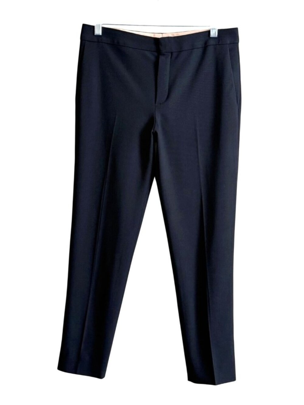 CHLOE Women's Tailored Straight Leg Wool Trouser Pants Black Luxury Designer